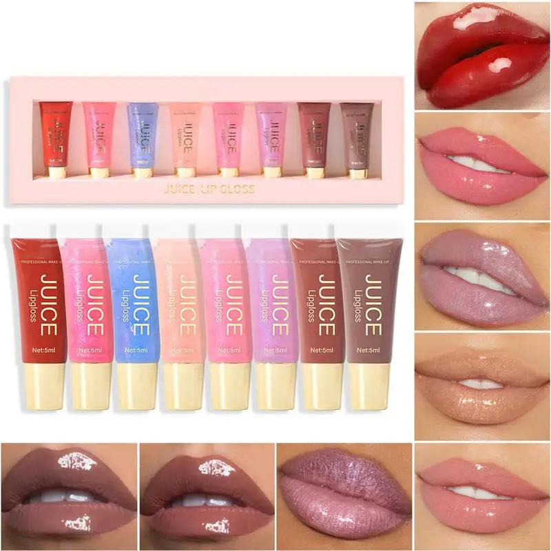 

Lip Oil Gloss High Shine Lip Gloss Bulk Nourishing Repairing Lips 8 Pieces Hydrating Glass Lip Glow Oil For Lip Volume Loss Of