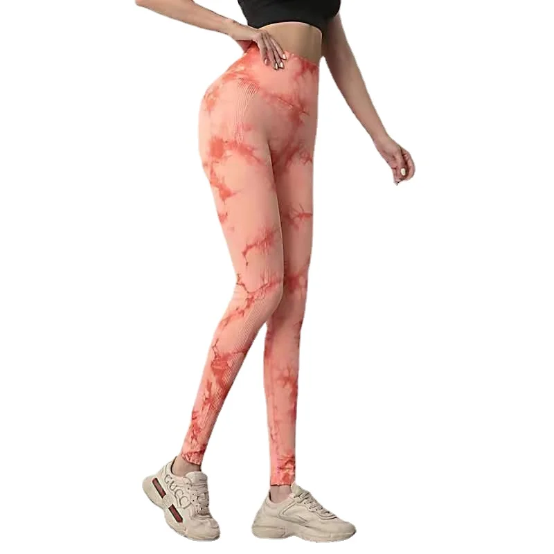 Леггинсы Tie Dye спортивные женские пикантные штаны для фитнеса и йоги с высокой