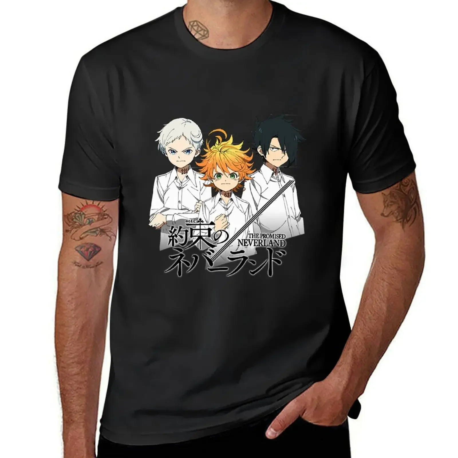 Футболка Yakusoku No Neverland футболка с рисунком аниме Винтажная мужские футболки