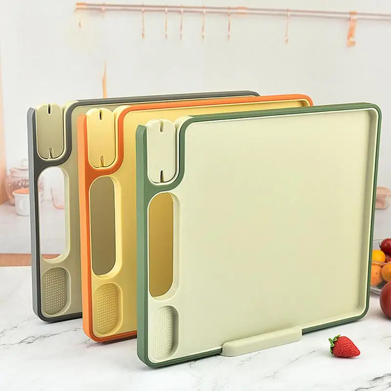 

3 In 1 Multi-function Double-Sided Cutting Board With Garlic Grater Kitchen Knife Chopping Board Kitchen Accessories Tools
