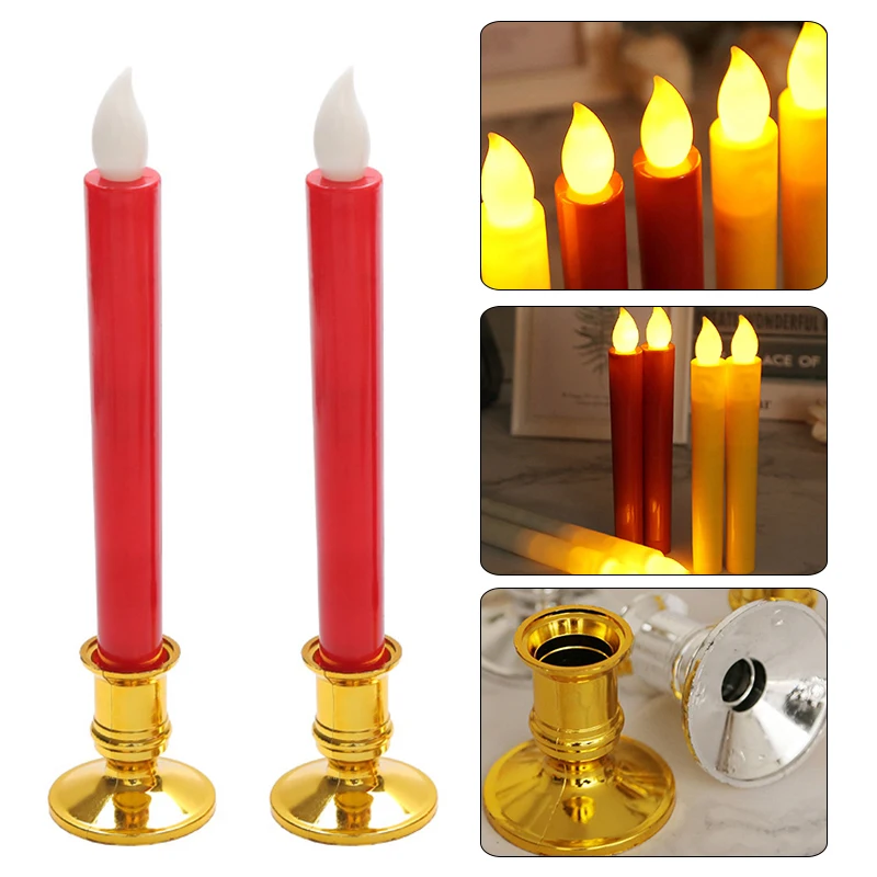 

1 Pair Candlestick Taper Candle Stick Holders Dinner Candle Base Wedding Dinning Decoration Candle Lamp Smokeless Home Decor