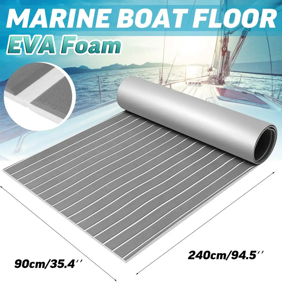 

2400x900x6mm Self-Adhesive EVA Foam Boat Marine Flooring Faux Teak Decking Sheet Striped Yacht Mat