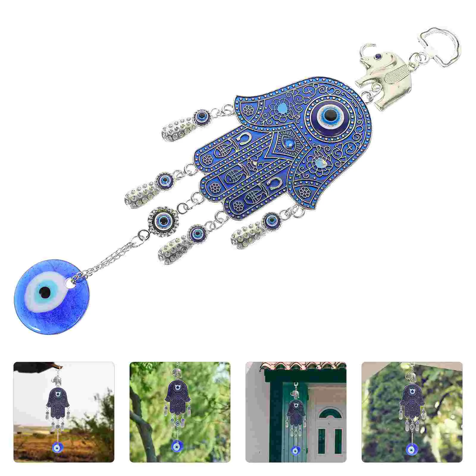 

Eye Evil Hanging Blue Turkish Ornament Charm Hamsa Pendant Decor Amulet Wall Hand Car Decoration Mirror Catcher Dream Wind Chime