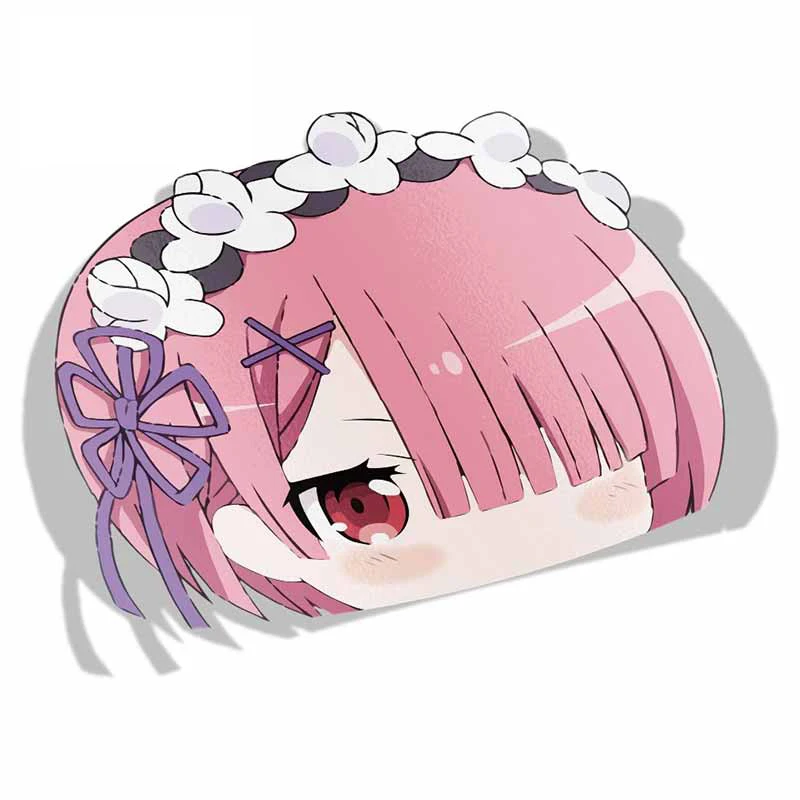 

Виниловая Автомобильная наклейка для ОЗУ, Re, Zero, Peek, аниме, большая голова, мультяшный автомобильный стикер, JDM Window, аксессуары для автомобиля...
