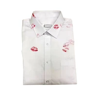 maison margiela shirts women lip printing 22ss summer new mm6 womens oversized long sleeve harajuku shirt tum down collar