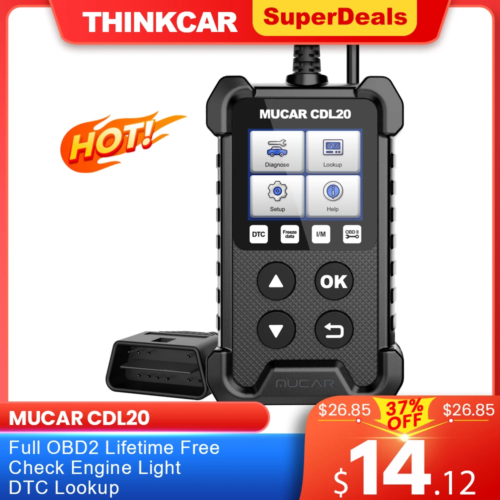 Диагностический сканер MUCAR CDL20 Obd2, устройство для чтения кодов двигателя, с 2 функциями