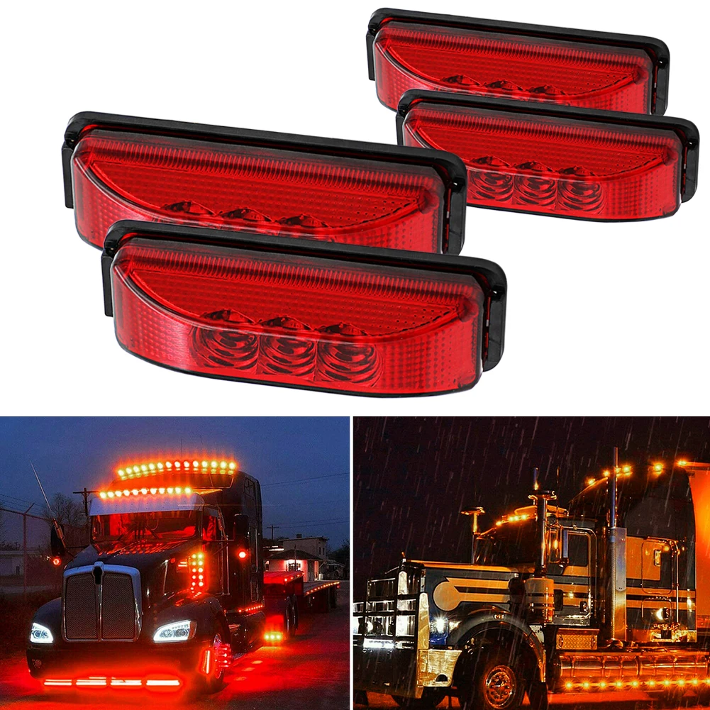 

4PCS Car Side Marker Lights 3LED 12V Trunk Trailer Tail Light Signal Indicator Lamp Waterproof Beacon Light