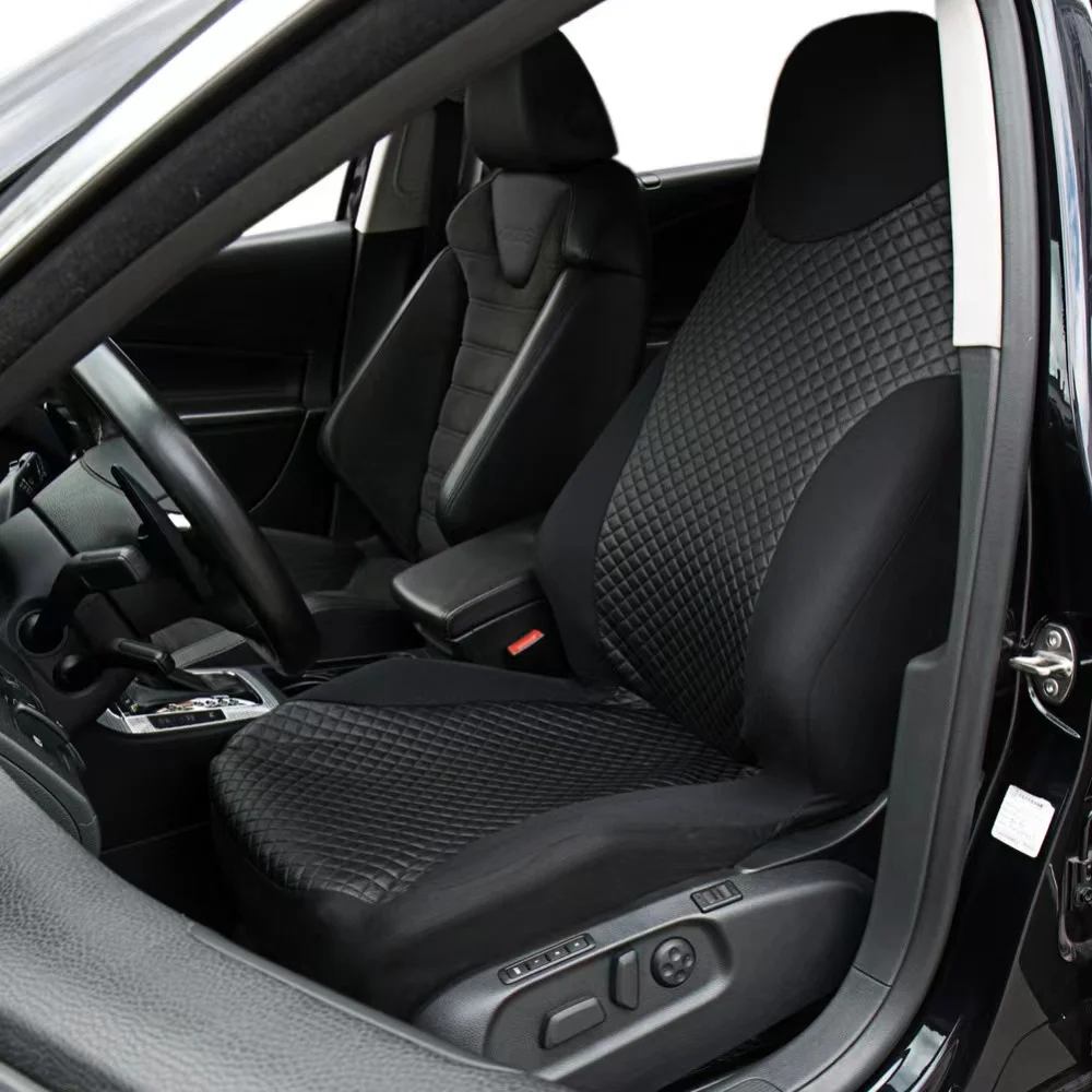 

2pcs Set Front Seat Car Seat Covers Leather Fit High Back Seat Cover Black Car Interior Decoration