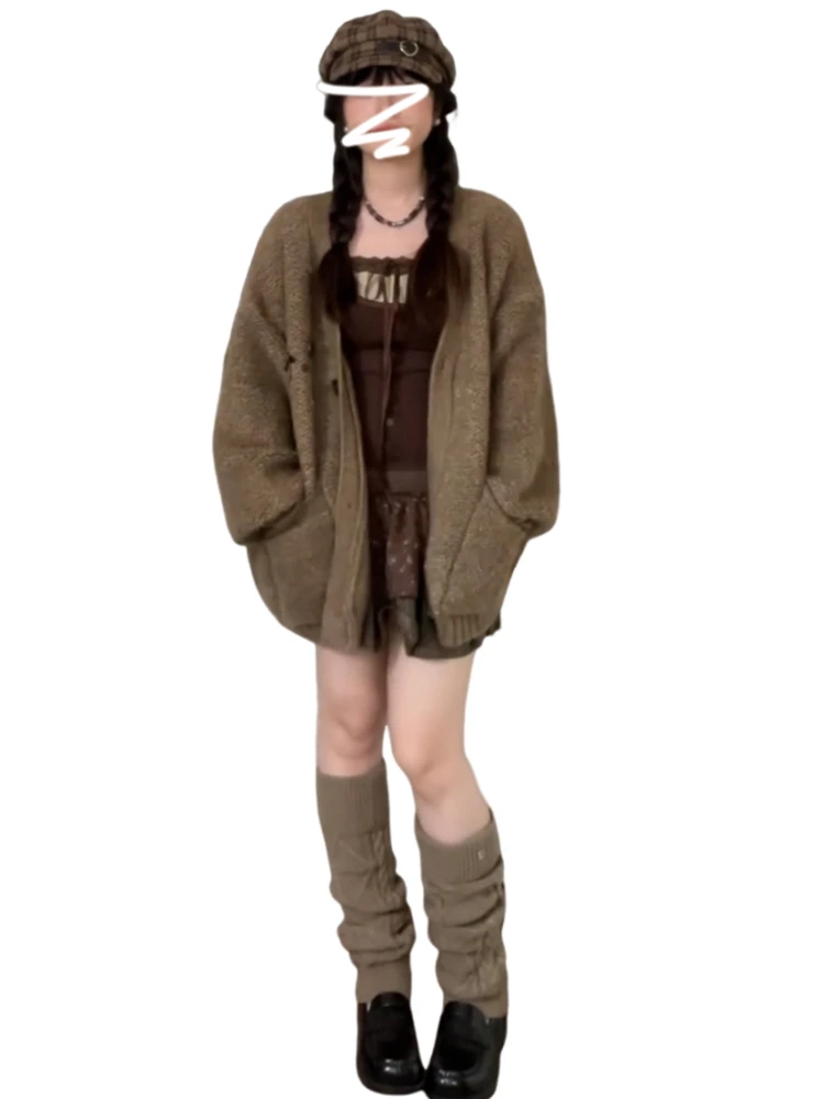 Мягкий клейкий свободный свитер в стиле ретро верхняя одежда для женщин осень и