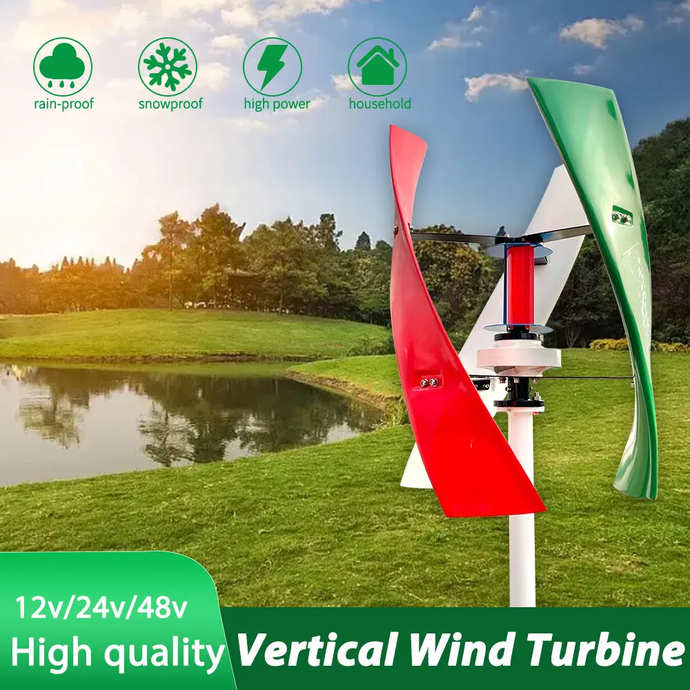 

1000W 1500W Wind Turbine Generator Axle Complete Set 12v 24v 48v Free Energy Generators Windmill With MPPT Controller Inverter
