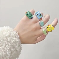 new rice beads cartoon ring rings for women girls resin acrylic sweet cute cartoon fashion korean jewelry party gift accessories