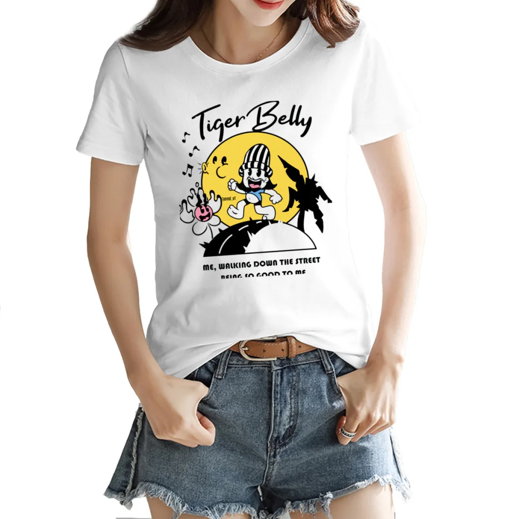 

Hot Sale tigerbelly Tigerbellyblic Crewneck T-shirt White Nerdy FreshTees Tops European Size