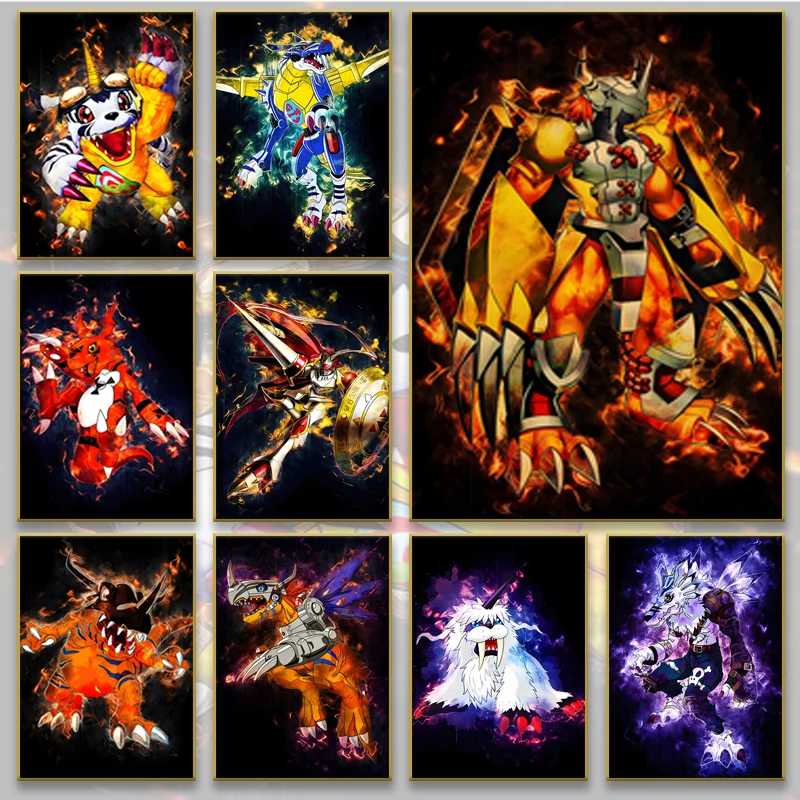 

Anime Digimon Canvas Painting Iori Garr Character Poster Picture Print Wall Art Prints Suitable for Home Bedroom Wall Decor Mura