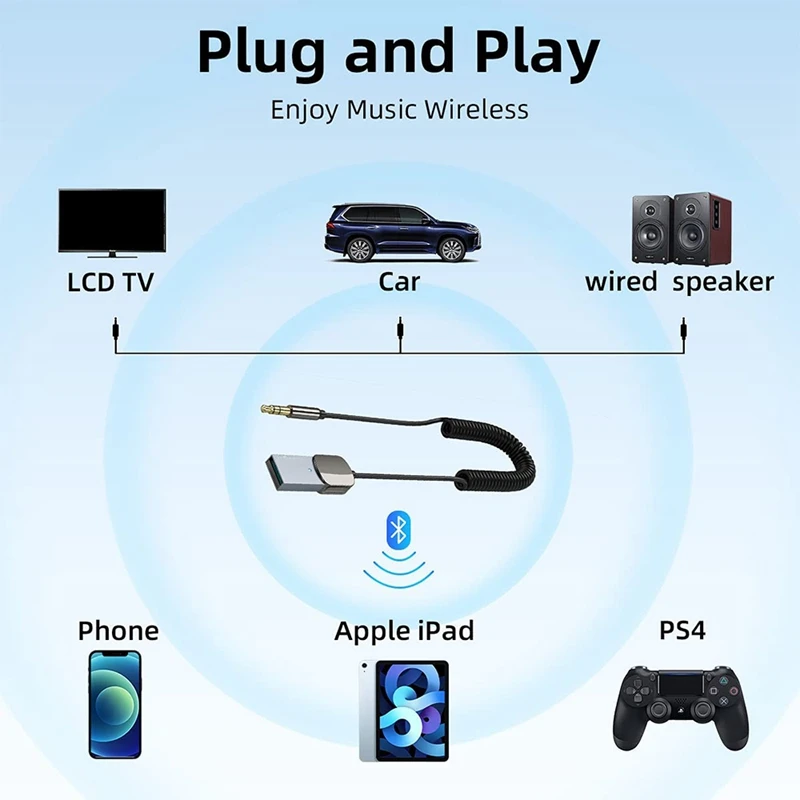 Bluetooth-адаптер Aux с USB на гнездо 3 5 мм автомобильный аудио Bluetooth 0 комплект громкой