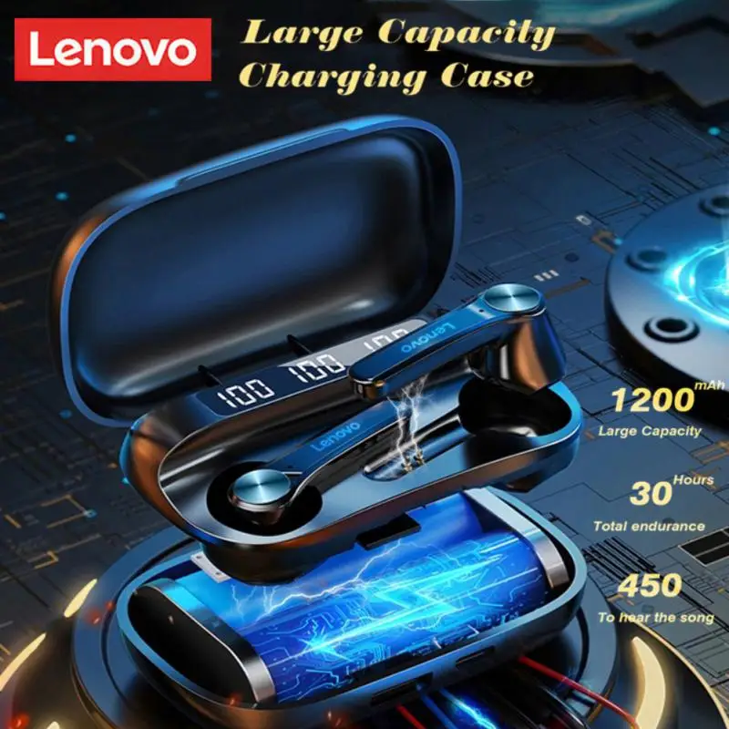 

Lenovo QT81 Wireless Headphones Bluetooth 5.0 LED Waterproof Earphone Game Stereo Bass Dual Mic Noise Reduction Sports Earbuds