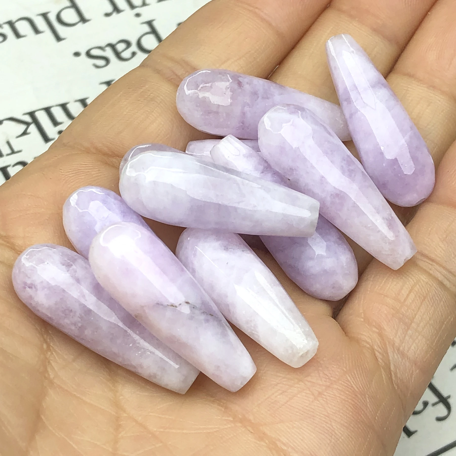 

10x30mm Natural Faceted Purple Chalcedony Jades Stone Water Drop Loose Spacer Beads For Jewelry Making Diy Bracelet Accessories