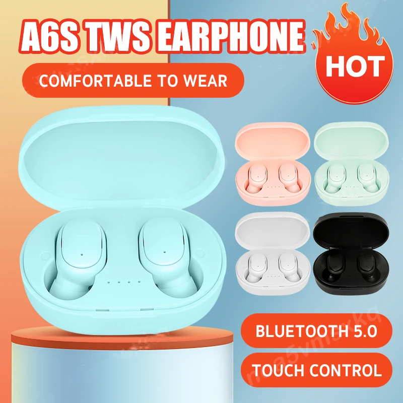 

A6S TWS Bluetooth 5.1 Headphones Wireless Sport Earbuds Stereo In Ear Earphone With Charging Box For IPhone Xiaomi Smartphone