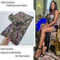 pgc sequins velvet african sequins laces fabrics embroidered french lace fabric 2022 high quality nigerian tulle lace for party