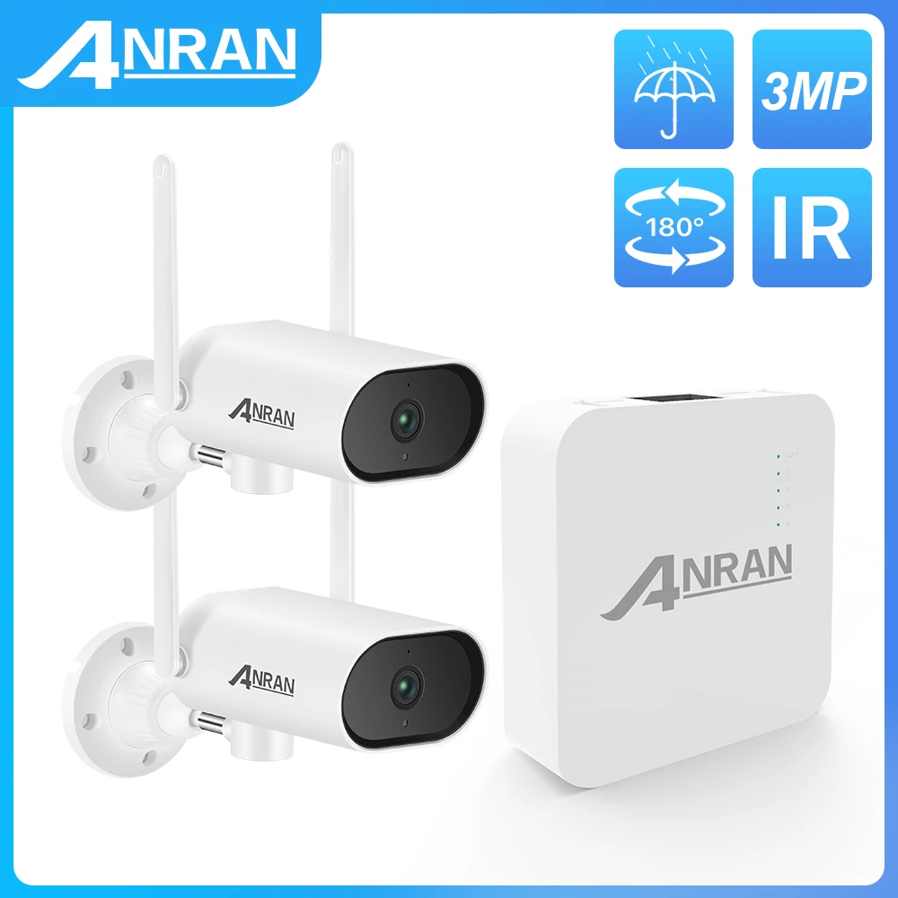 

ANRAN 3MP Surveillance Camera System CCTV Video Pan & Tilt Kit Wifi Outdoor Wireless Infrared Night Vision 4CH NVR Security Set