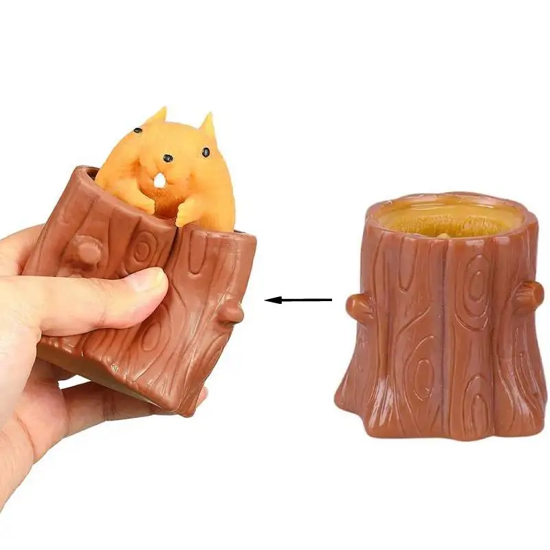 

Evil Squirrel Cup Decompression Sensory Fidget Toy Squeeze Squirrel Toys Pen Tree Stumps Stress Relief Gift for Teens Kids Adult