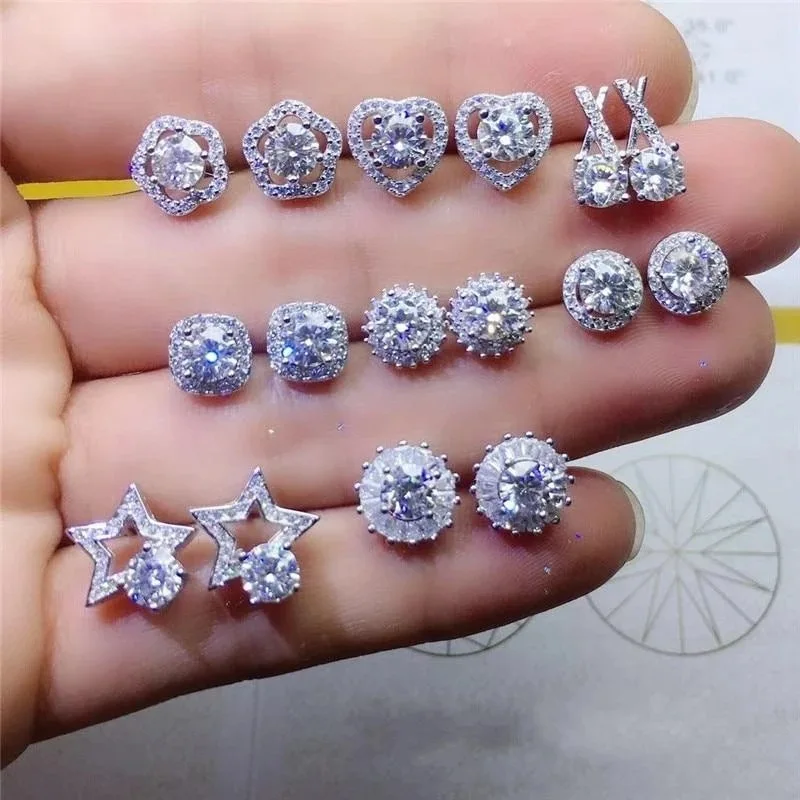 

Korean Fashion Zircon Snow Flower Stud Earrings For Women Elegant Women Wedding Party Jewelry Accessories Gift Pendientes Mujer