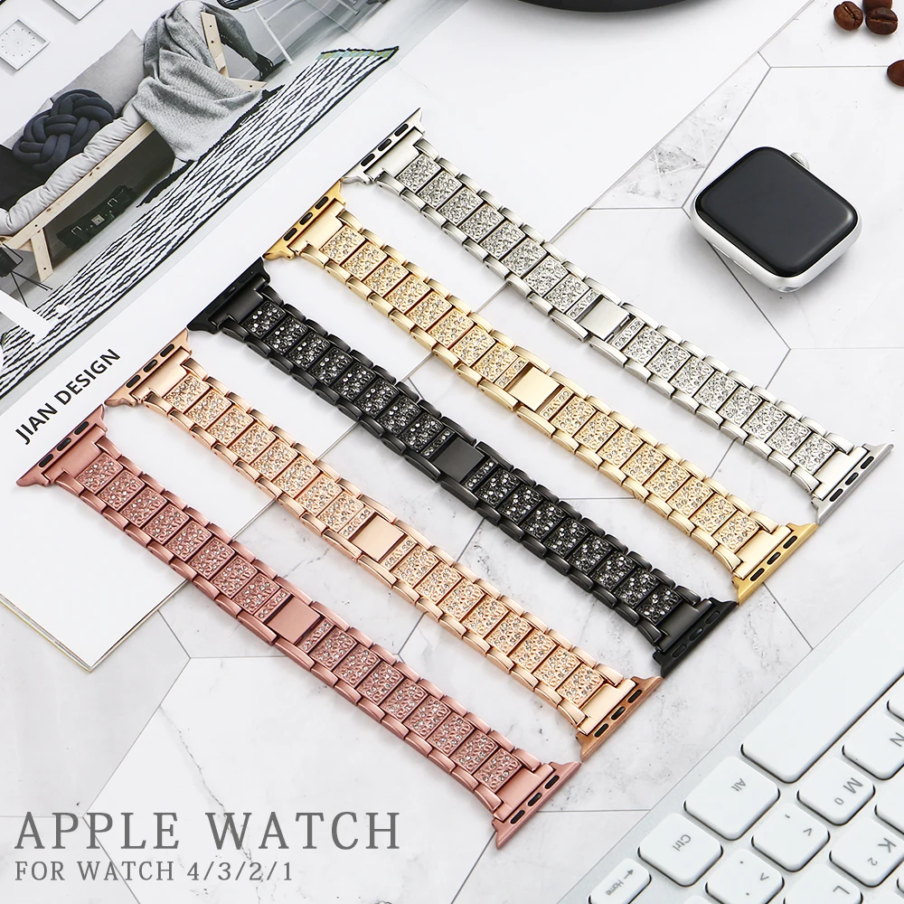 Bling Diamond Strap for Apple Watch Band 40mm 45mm 44mm 41mm 42mm 38mm Women Metal Bracelet belt for Iwatch Series 7 SE 6 5 4 3