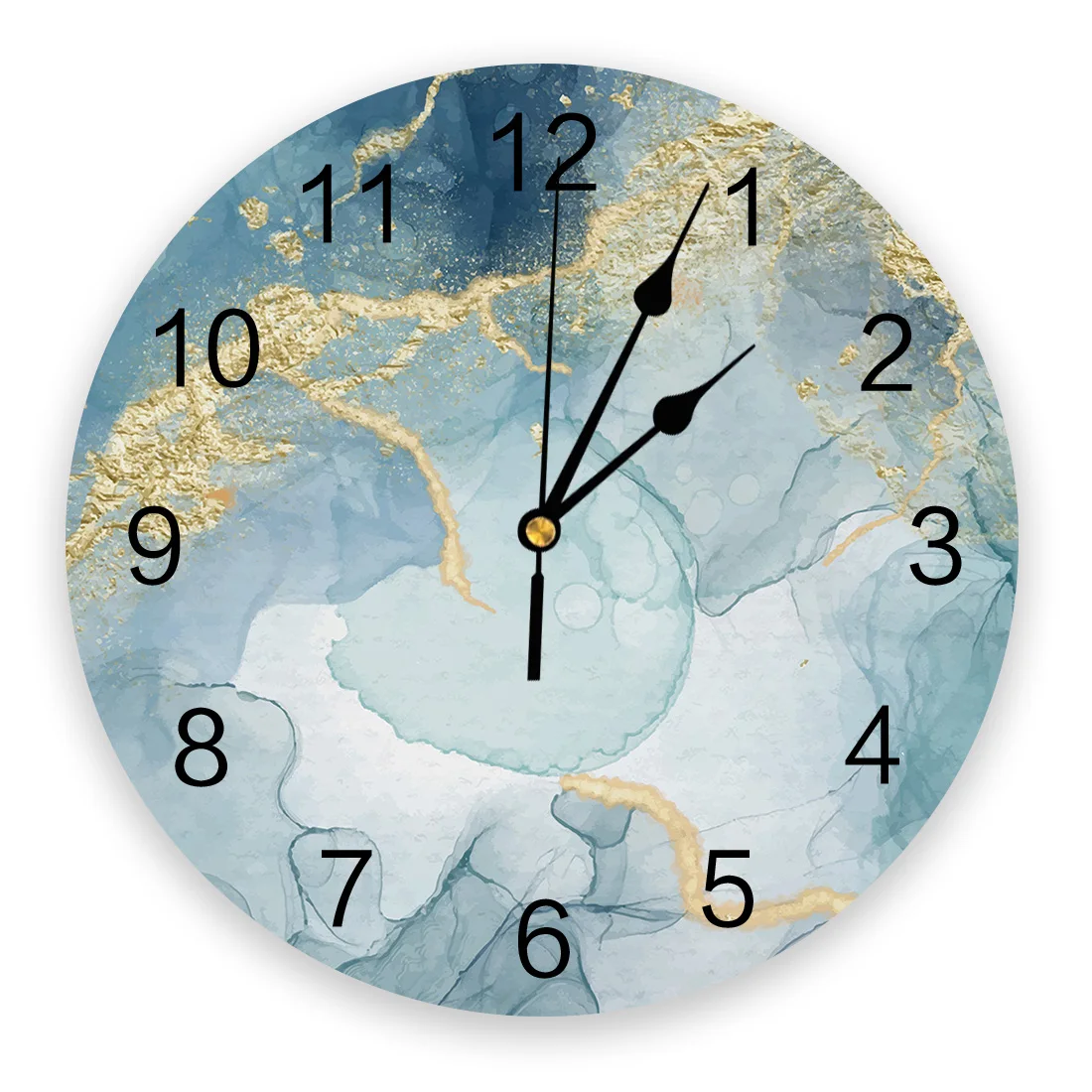 

Marble Abstract Blue Design Wall Clocks Silent Home Cafe Office Wall Decor Clocks for Kitchen Wall Art Large Wall Clocks 25cm
