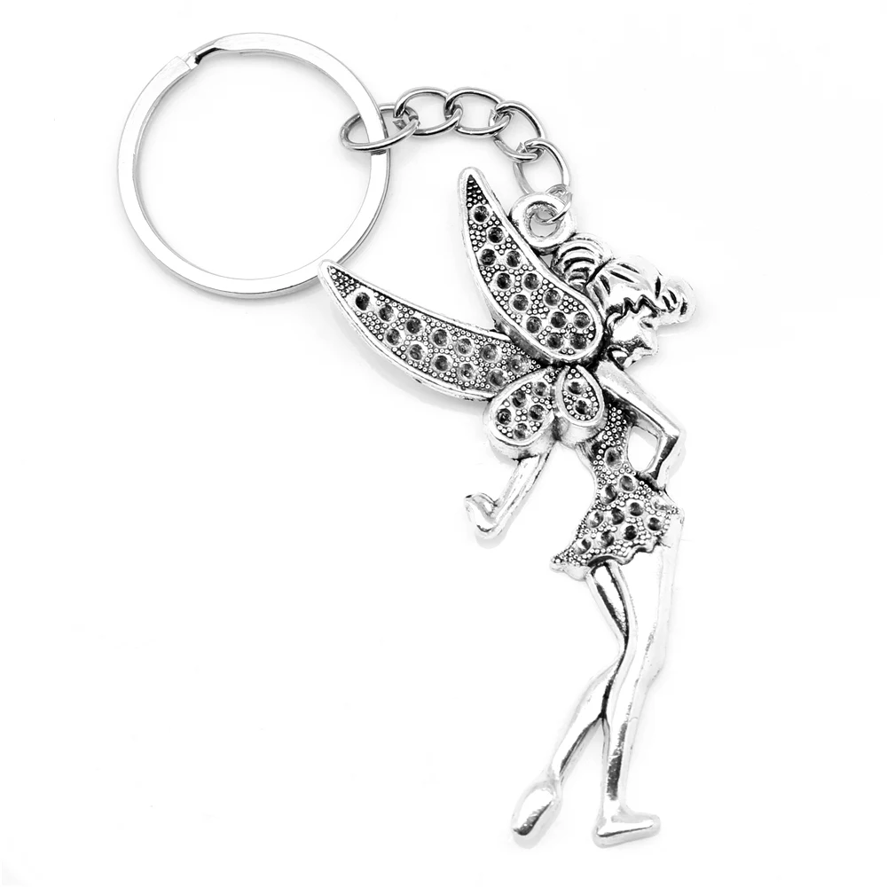 

1pcs Antique Silver Color 40x77mm Dragonfly Angel Keychain Handmade Jewerly Diy
