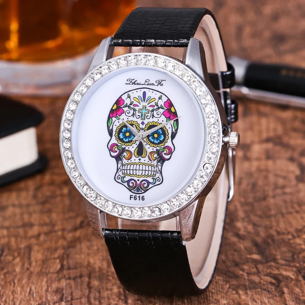

Fashionable Garden Hip Hop Style Skull Pattern Fashion Watch Unisex Belt Watch for Man Women