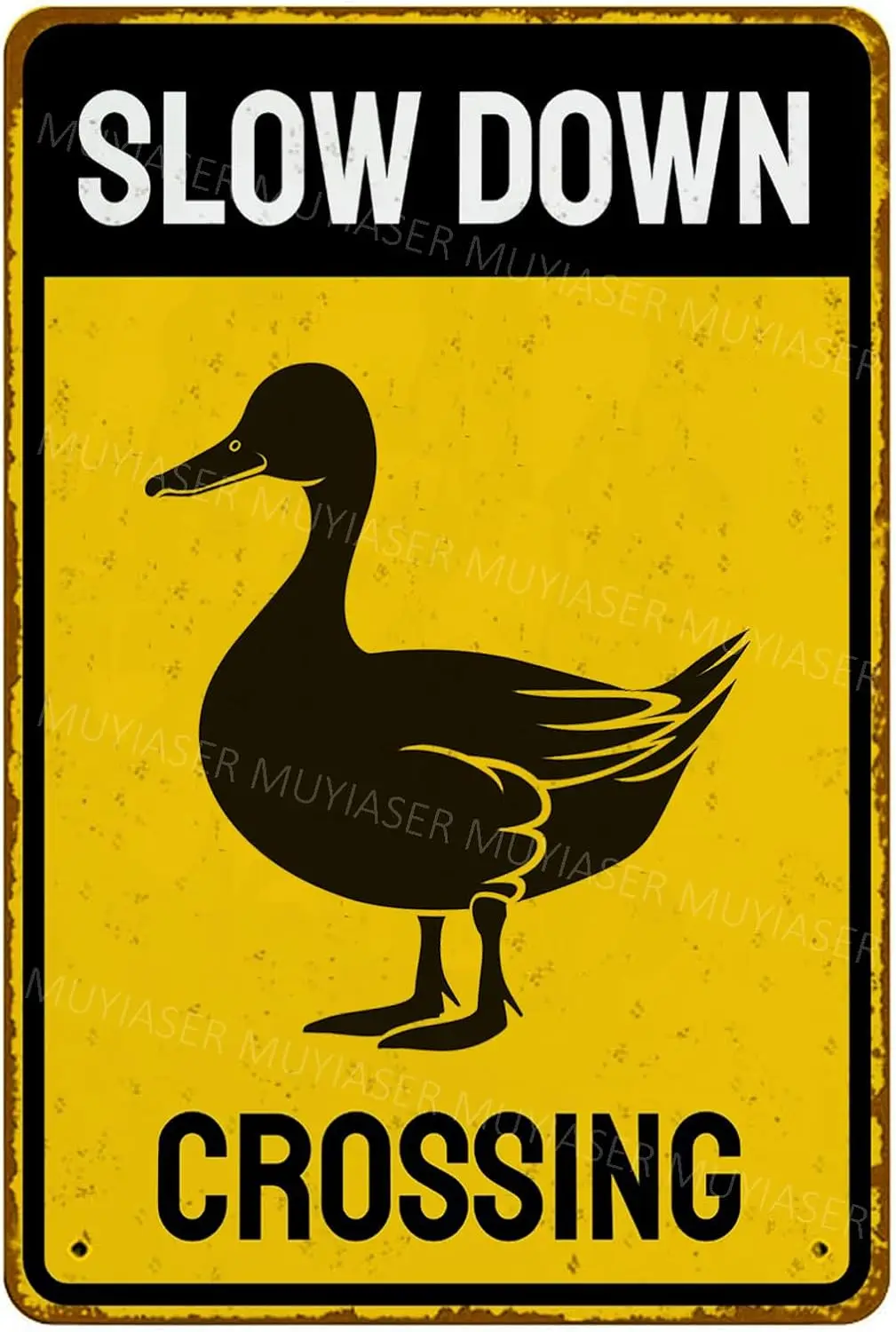 Metl Sgn Duck Slow wn Crossng lumnum Tn Sgns Wrnng For Fence Outor Yrd Wll Decor 8x12 nch