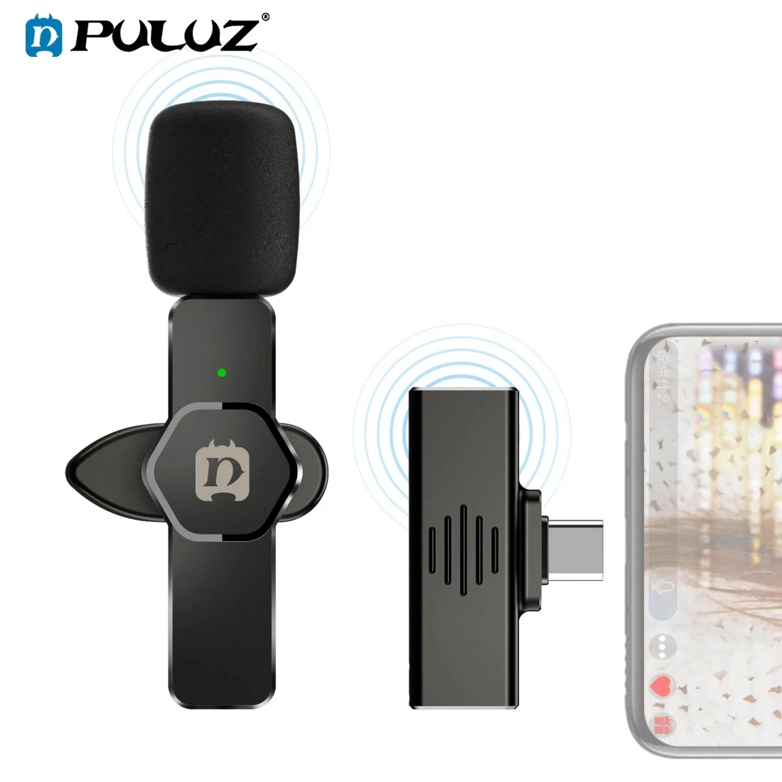 

Беспроводной петличный микрофон PULUZ, портативный мини-микрофон для iPhone 13, 12, Android, YouTube, Facebook, прямой трансляции