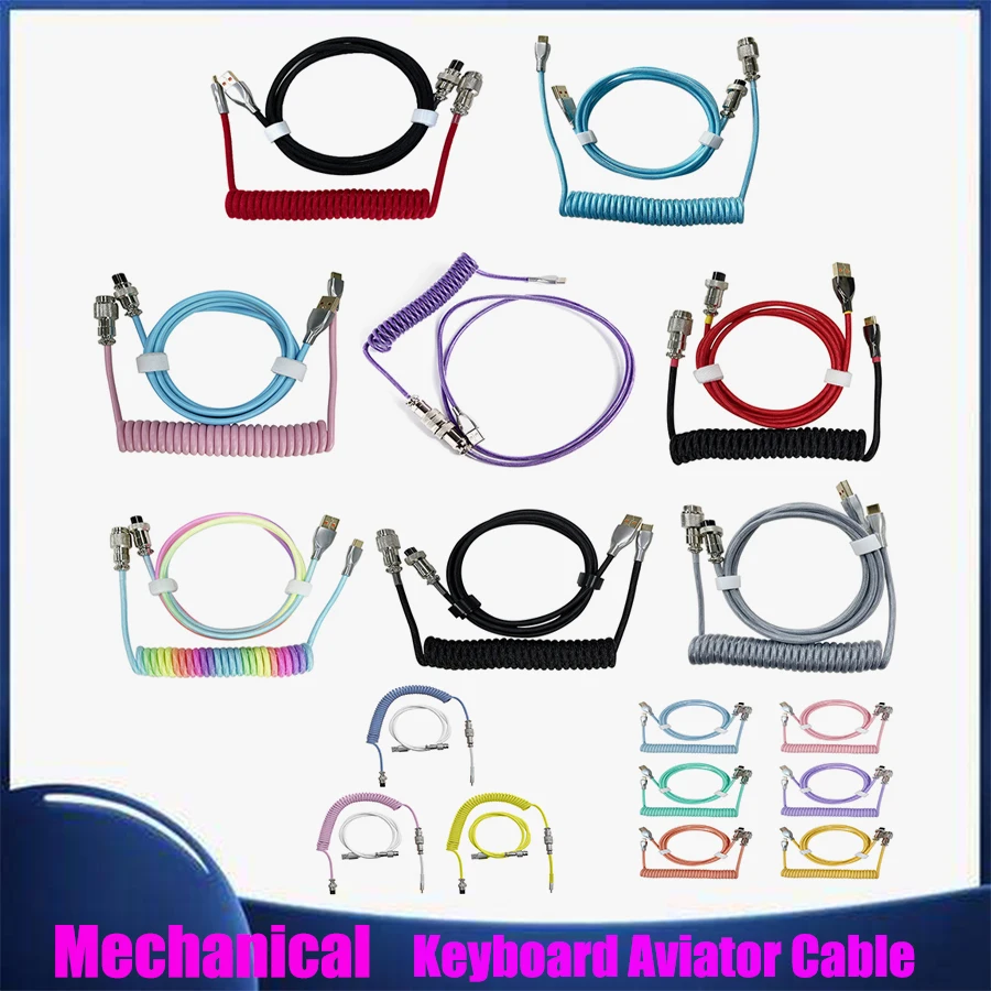 

Aviator Cable Coiled Type-C USB C Mechanical Keyboard Data Aviation Connector Spring Wire For Laptop PC Gamer Keyboard Accessory
