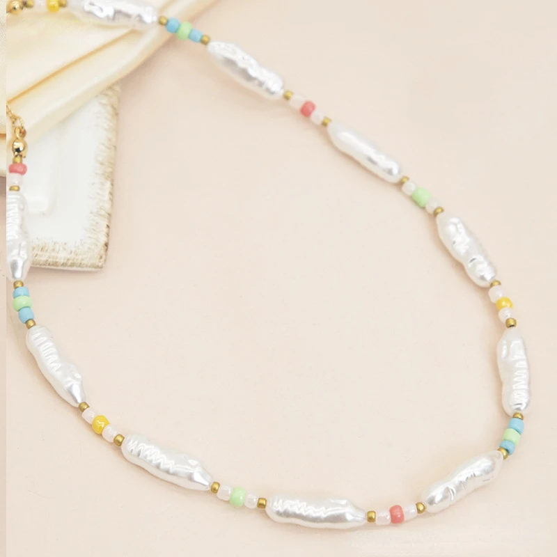 

Shining U Pearl Necklace Acrylic Beads Fashion Jewelry for Women Summer Gift