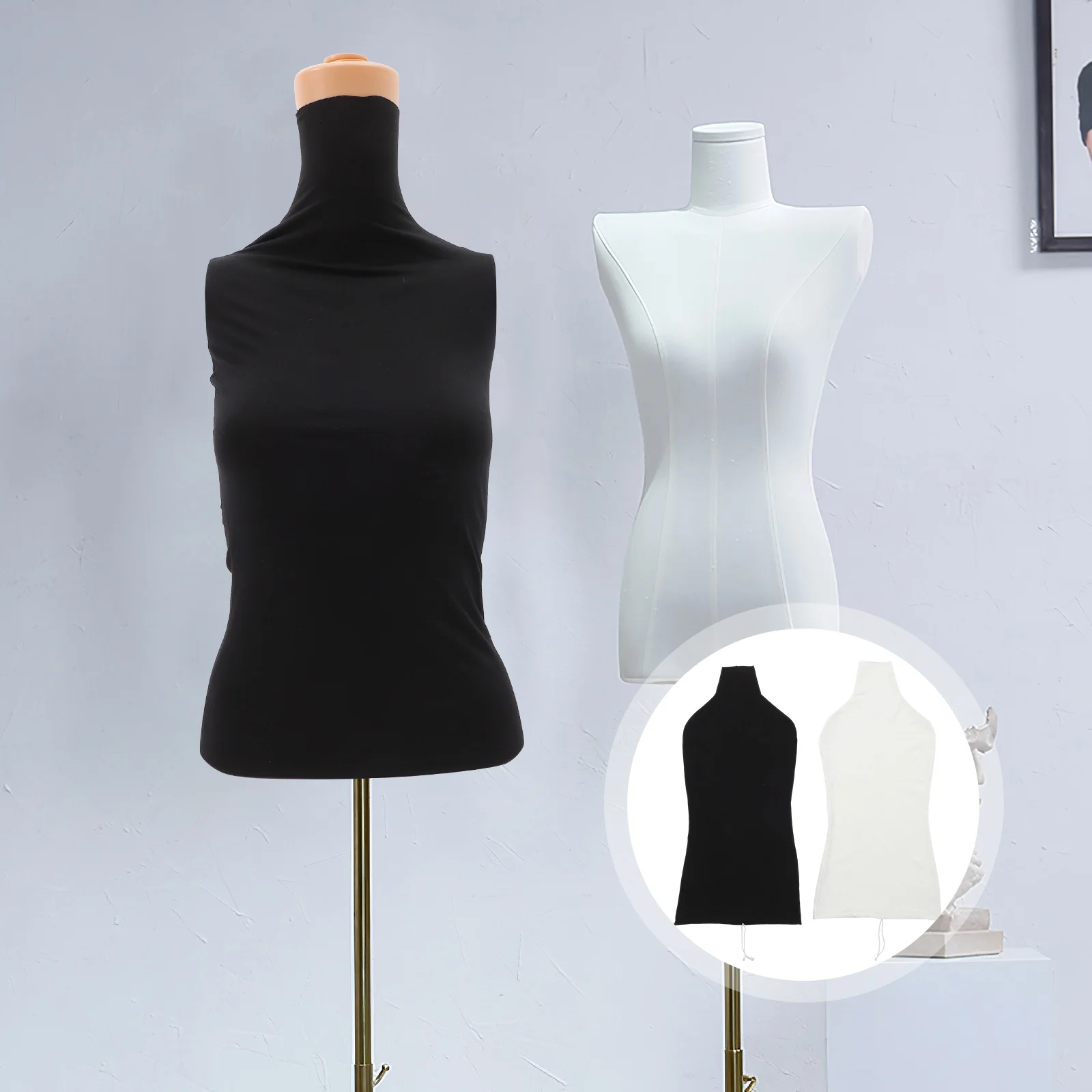 2Pcs Mannequin Fabric Cover Female Torso Body Cover Upper Body Protector Mannequin Supplies for for Mannequin Body ( Black