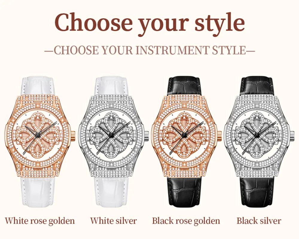 Часы наручные женские кварцевые с полным браслетом и ремешком бриллиантами