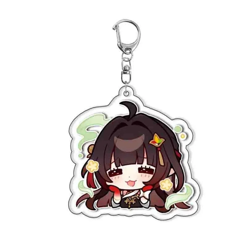 Фото Honkai: Star Rail New Keychain Cute Cartoon Anime Ruanmei Boothill Jiao Qiu Firefly Expression Pendant Keyring Backpack Badge №5
