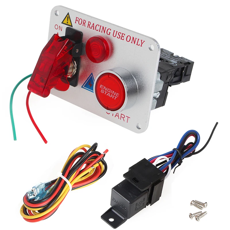 

12V Racing Car Engine Start Push Button Ignition Switch Panel Red LED Toggle