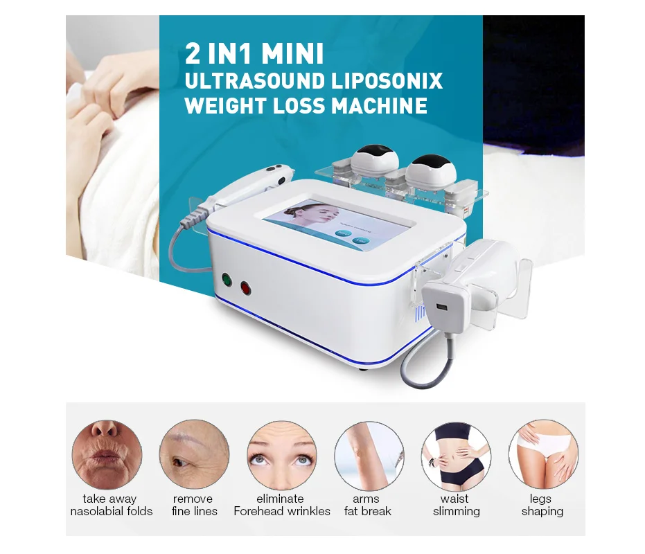 

Portable 2 In 1 Smas Liposonix Hi fu Machine Removal Anti-Wrinkle Facial Lifting Skin Tightening Liposonic Device Body Slimming