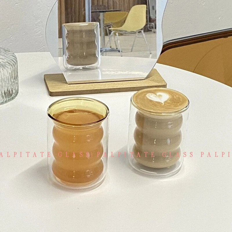 

PALPITATE Donut Glass Cup Tea Juice Milk Coffee Mug Home Water Glasses Wine Glass Ripple Mug Heat-resistant Tumbler Drinkware