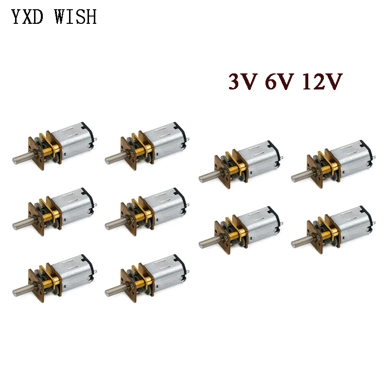 10 шт., редукторный двигатель постоянного тока, 3 в, 6 в, 12 В, редукторный двигатель 30 об/мин, 50 об/мин, 60 об/мин, 100 об/мин, 200 об/мин, 300 об/мин, 600 об/мин