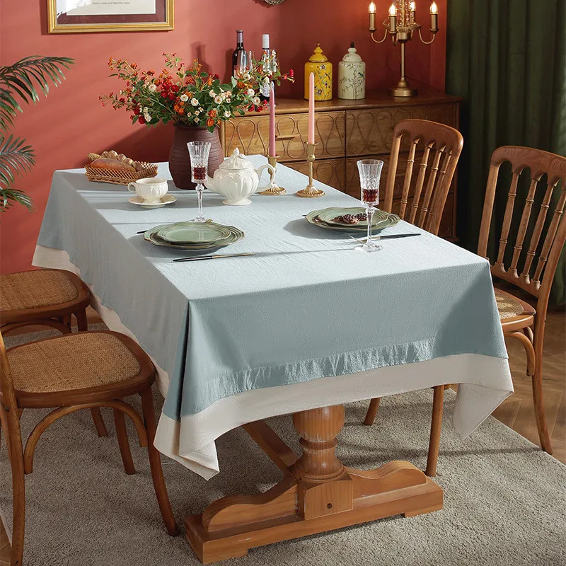

French Light Luxury Table Cloth, Cotton and Linen Cloth, Modern Simplicity, Advanced Sense, Solid Color, Vintage Tea Table Cloth