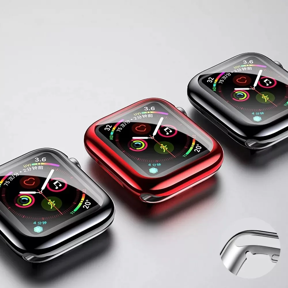 Защитная пленка для Apple Watch чехол 7 SE 45 мм 41 44 40 бампер из ТПУ 42 38 аксессуары Iwatch