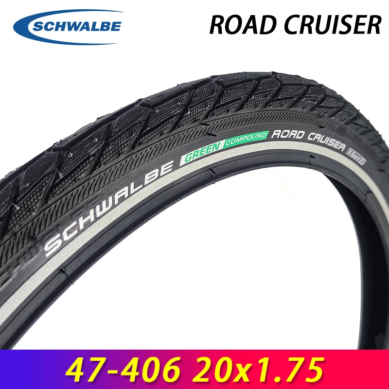 

SCHWALBE ROAD CRUISER 20 Inch Black-Reflex Wired Bicycle Tire 47-406 20x1.75 for City Folding Bike Road Bike Cycling Parts