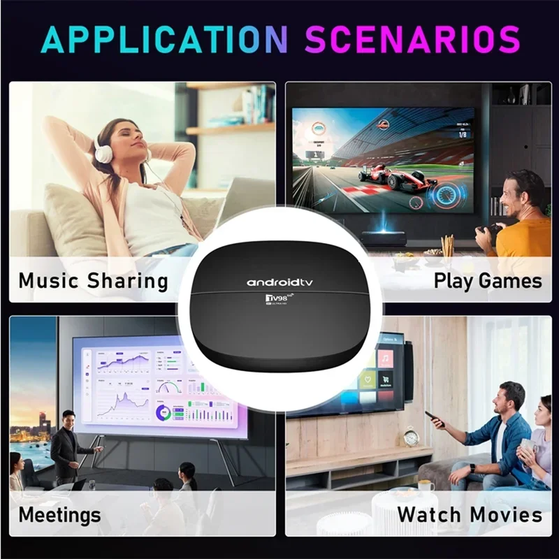 Фото TV98 ATV H313 Smart TV Box Android 13.0 H313 четырехъядерный 2,4 ГГц/5 ГГц двойной Wi-Fi BT 4K HD 3D медиаплеер iptv голосовая дистанционная телеприставка №5