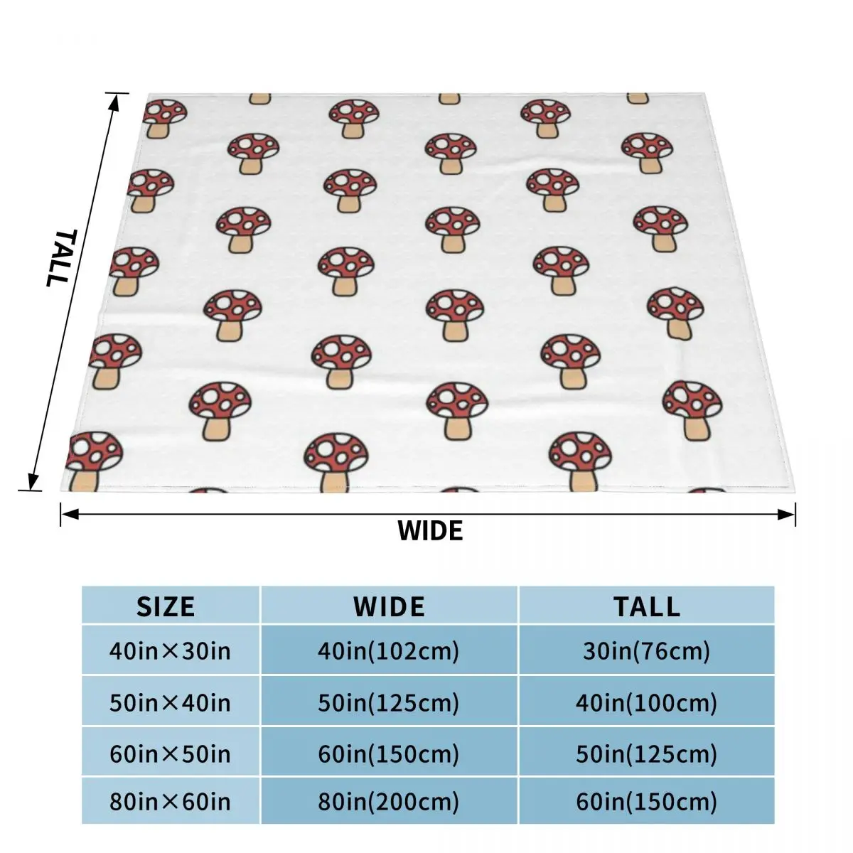 Флисовое одеяло Retro Cute Mushroom красный белый