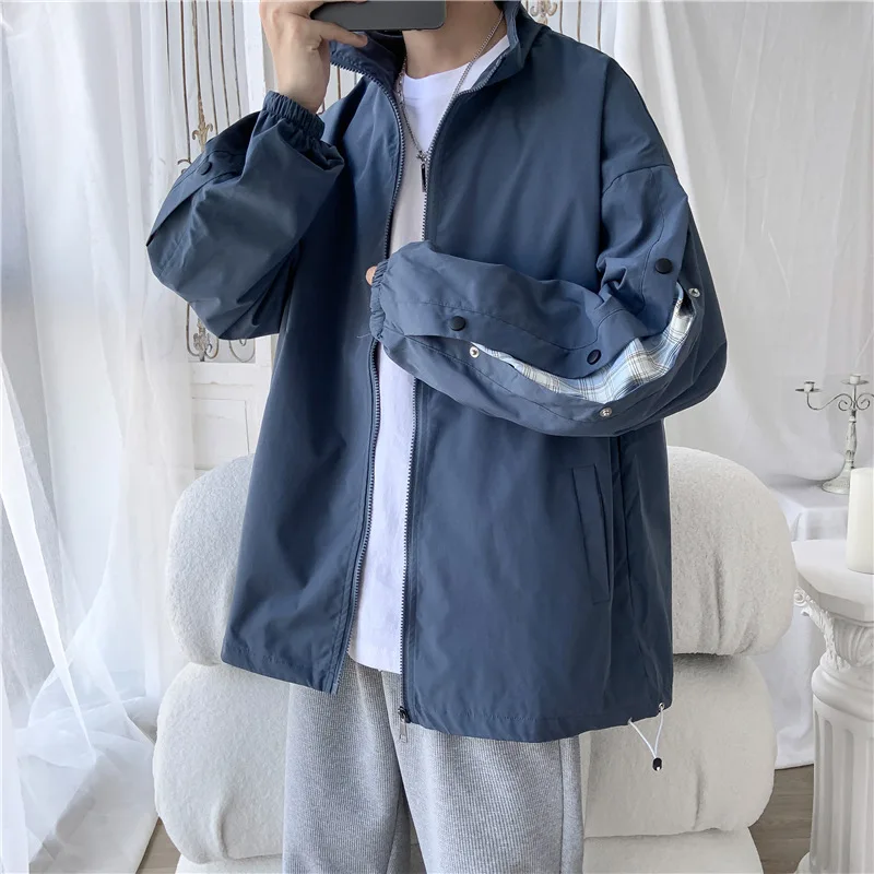 

Autumn outfit new collisional color breasted blazer men's trend Korean version loose coat men's top