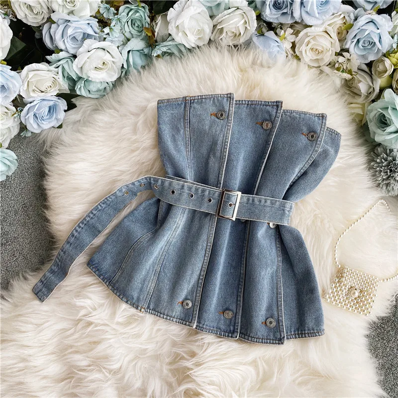 

Fashion Women's Denim Tank Tops Summer Sleeveless Top