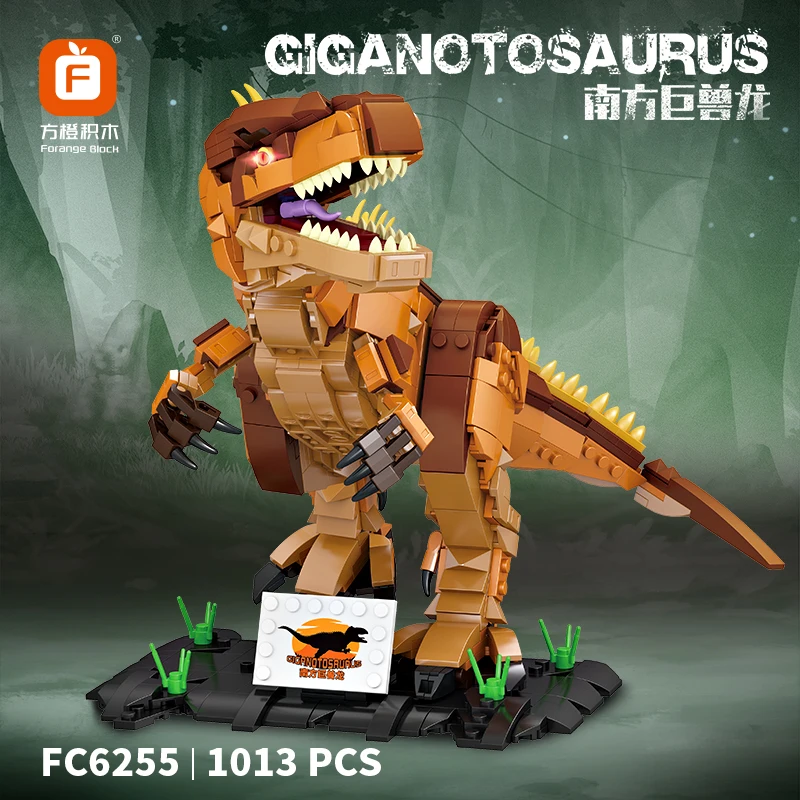 NEW MOC Jurassic Dino World Dinosaurs Giganotosaurus DIY Building Blocks Bricks Dinosaurios Park Figures Toys For Children Gifts |
