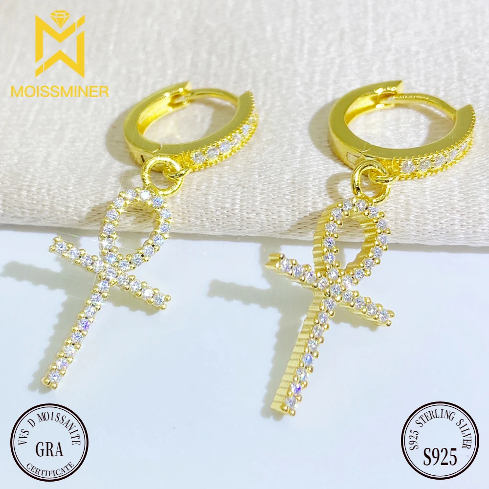 New Cross Moissanite Earrings For Women S925 Silver Ear Studs Real Diamond Jewelry Pass Tester With GRA Free Shipping