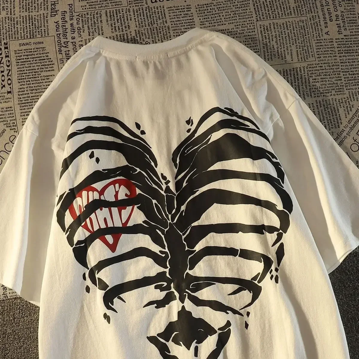 Женская футболка Street Love Skeleton с короткими рукавами свободная европейская и